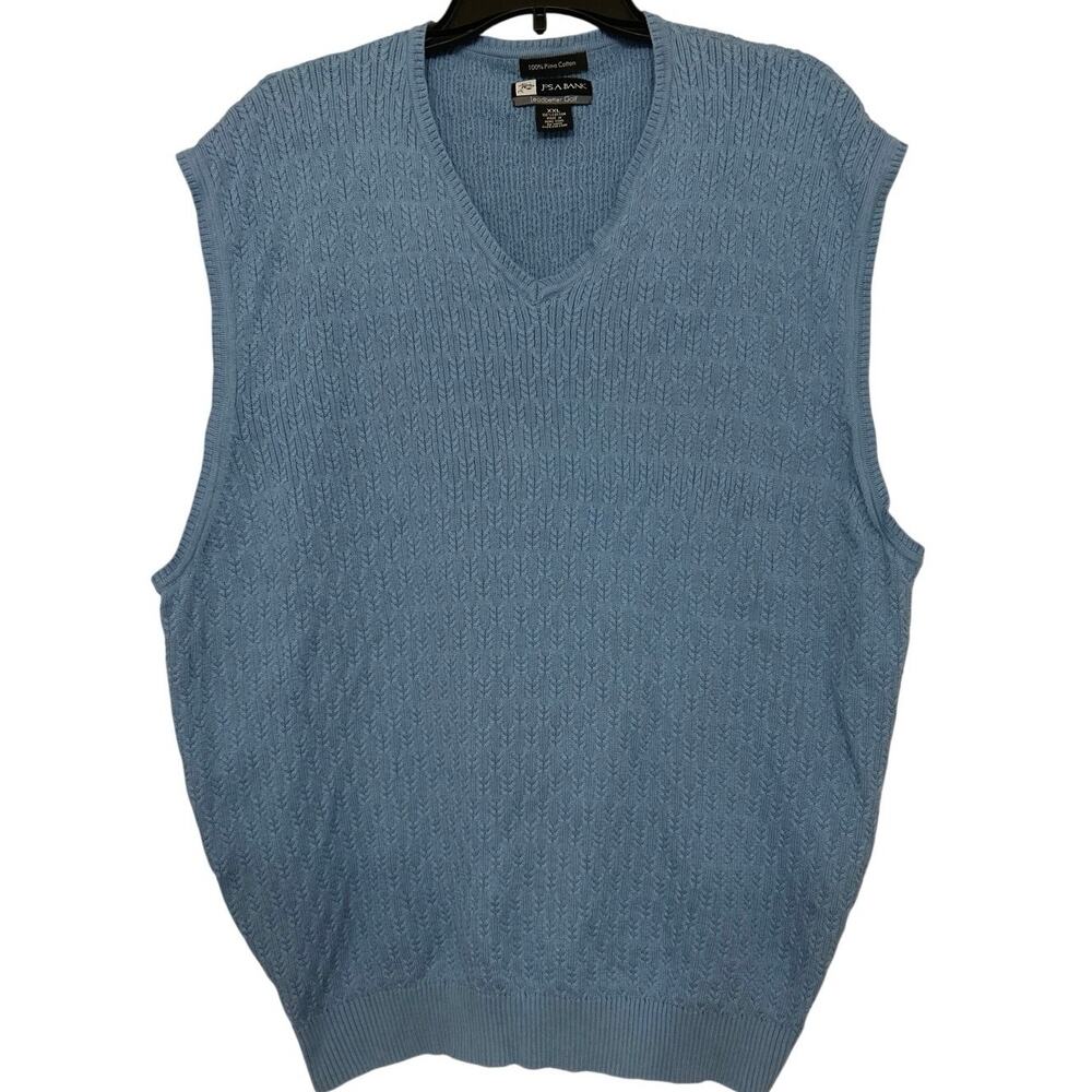 Jos A Bank Leadbetter Golf Pima Cotton Sweater Vest XXL Blue VTG Preppy